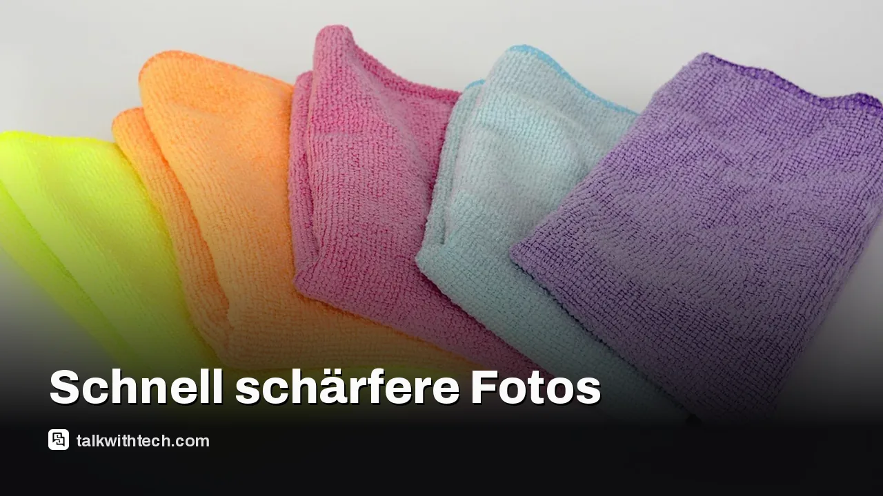 Nahaufnahme: Mikrofasertuch reinigt Handylinse