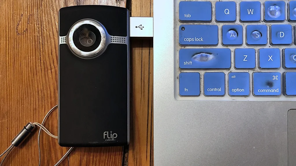 Close-up of a classic flip phone display and keypad