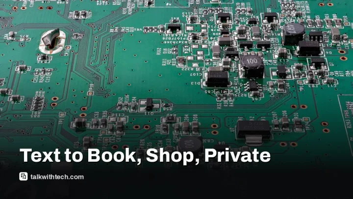 Text Tab on iMessage or WhatsApp to book, shop and stay private
