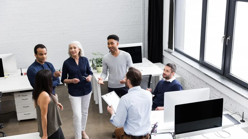 team of engineers in a meeting room