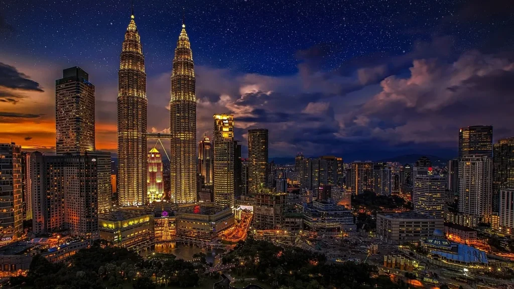 City skyline at night