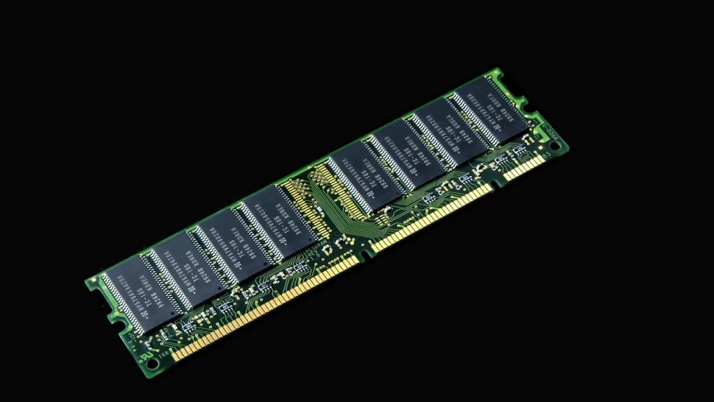 Close-up of memory modules inside a workstation