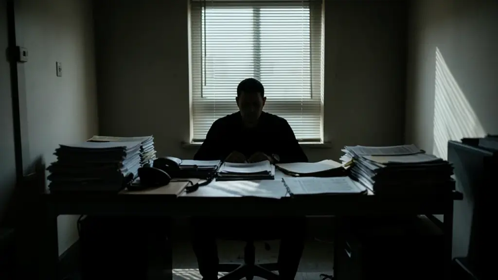 Cluttered office scene hinting at creeping manipulation.