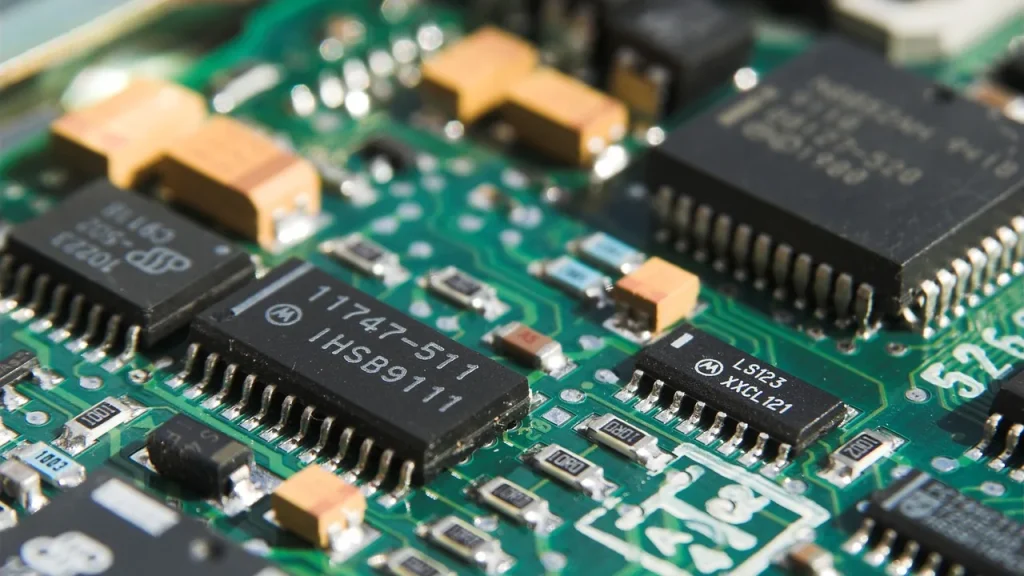 Close-up of a computer processor chip
