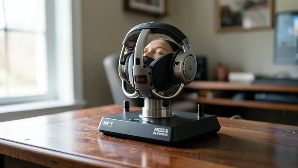 Home flight sim rig viewed at scale with focus on hardware.