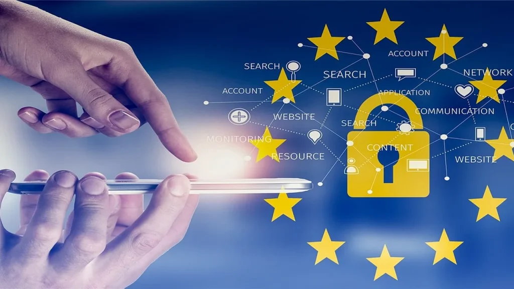 Abstract image depicting data privacy with a lock and digital lines.