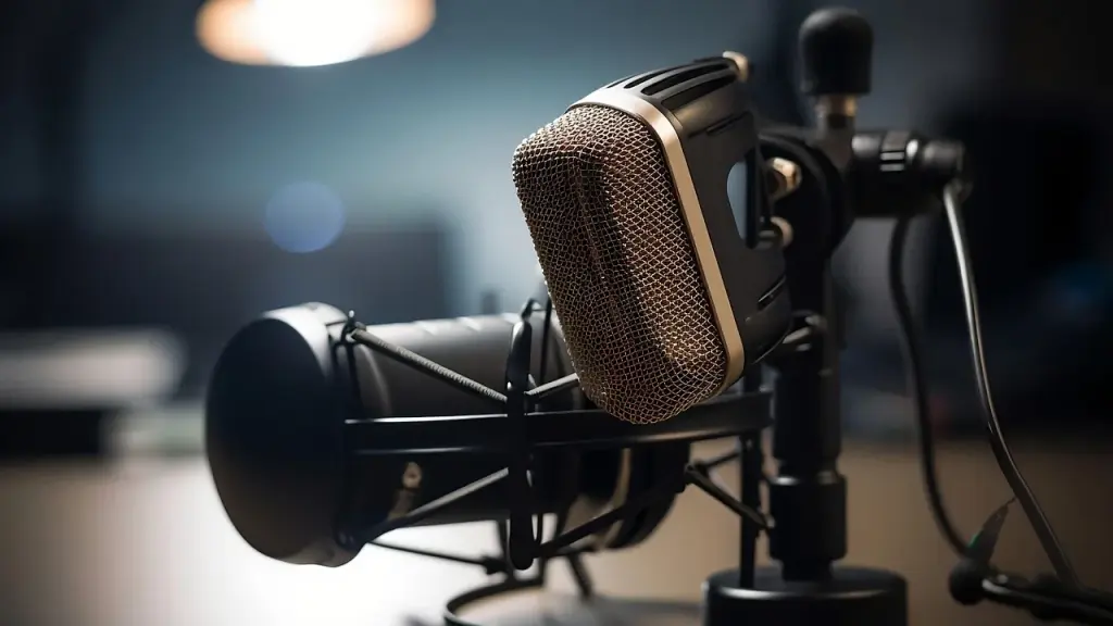 Studio microphone and recording setup for a podcast
