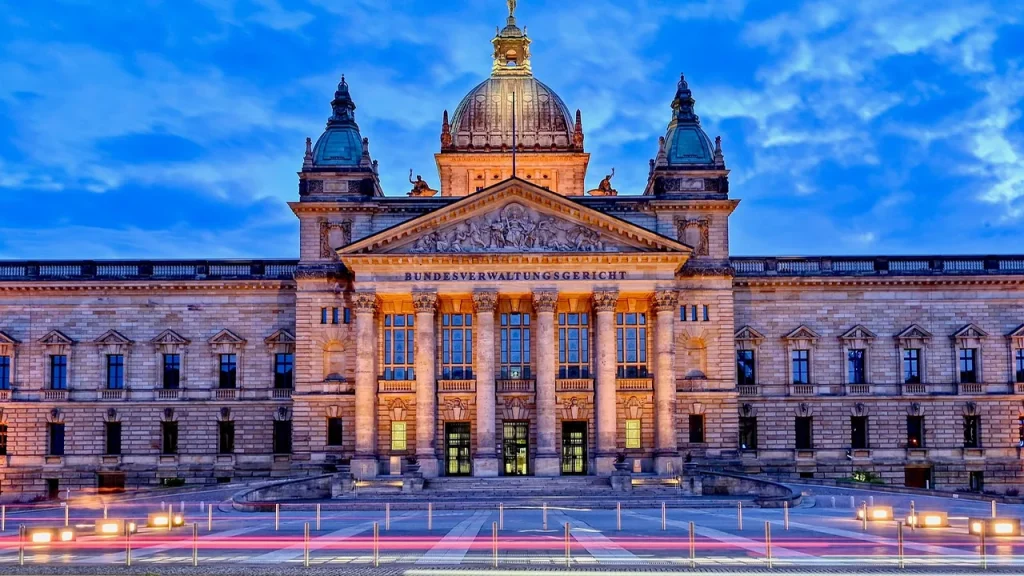 Exterior shot of a government courthouse