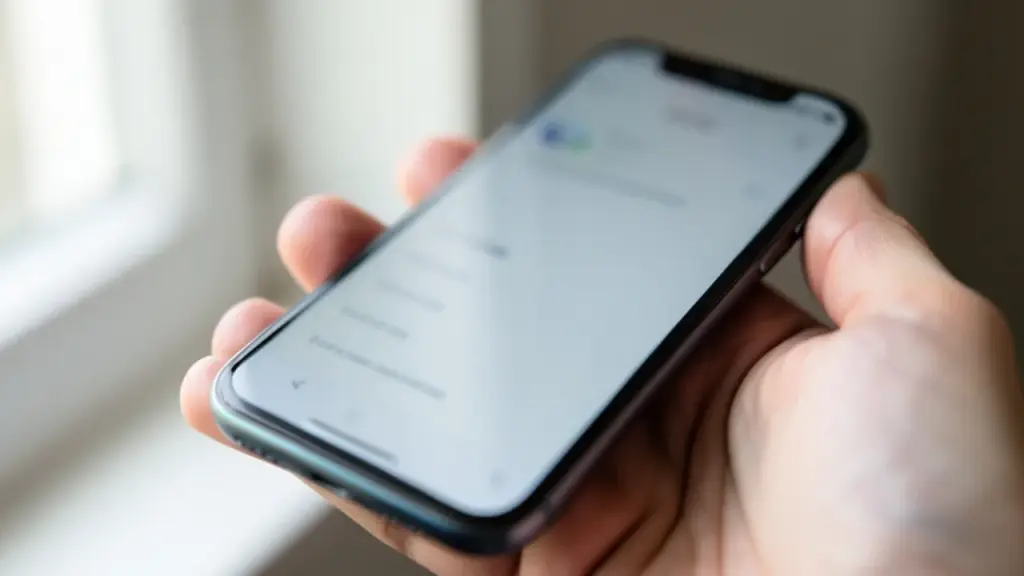 A phone showing a blurred settings screen