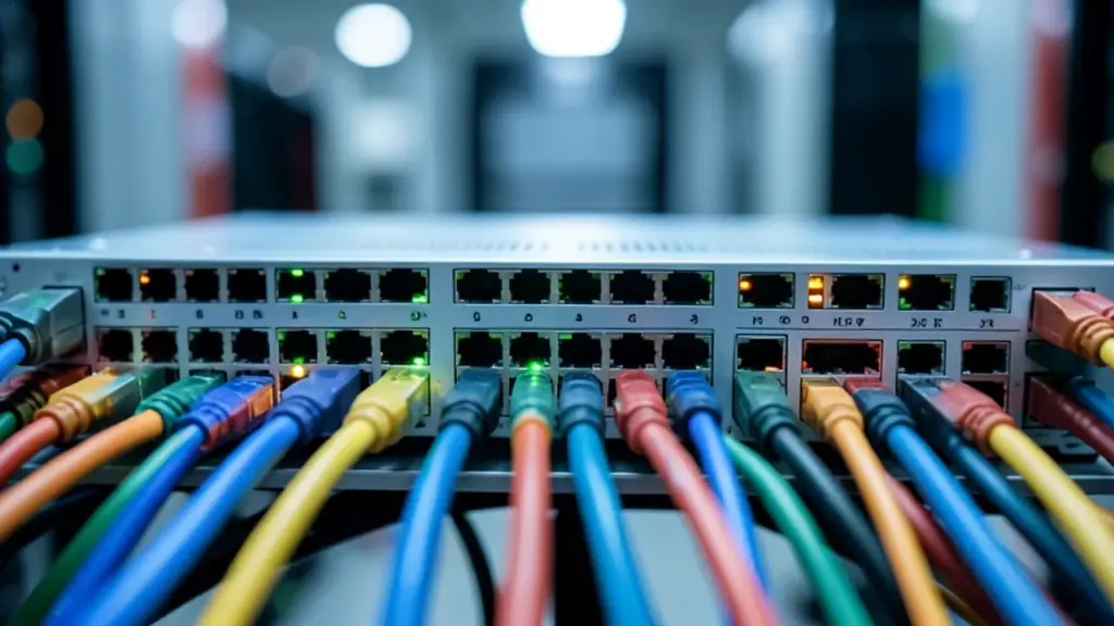 Network switch with blinking port lights