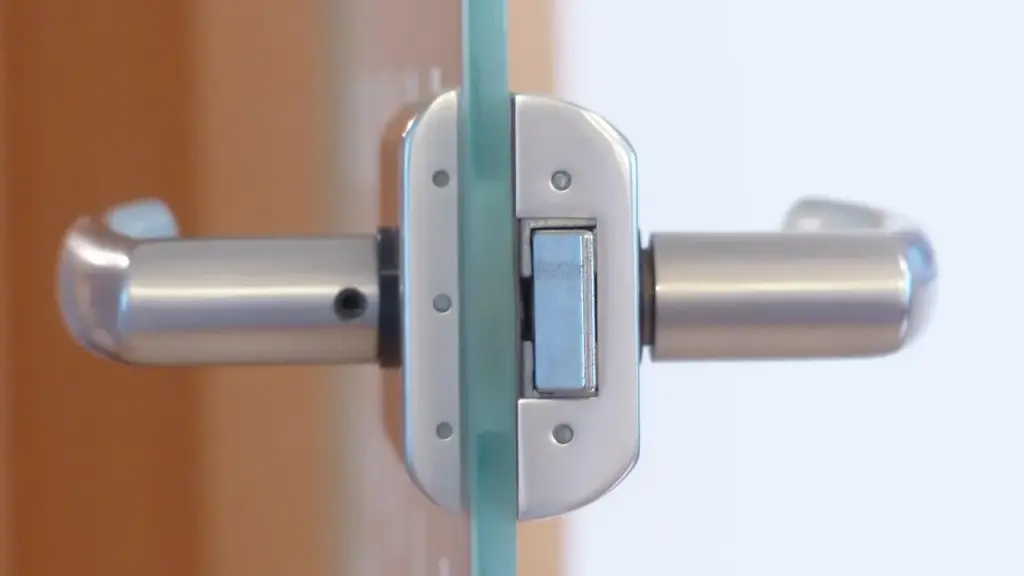 Close-up of a smart lock on a front door