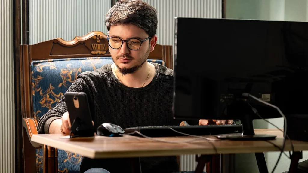 Person using encrypted email on a laptop