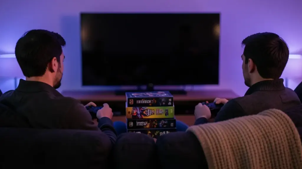 Two players ready for a spooky PS5 game night on the couch.