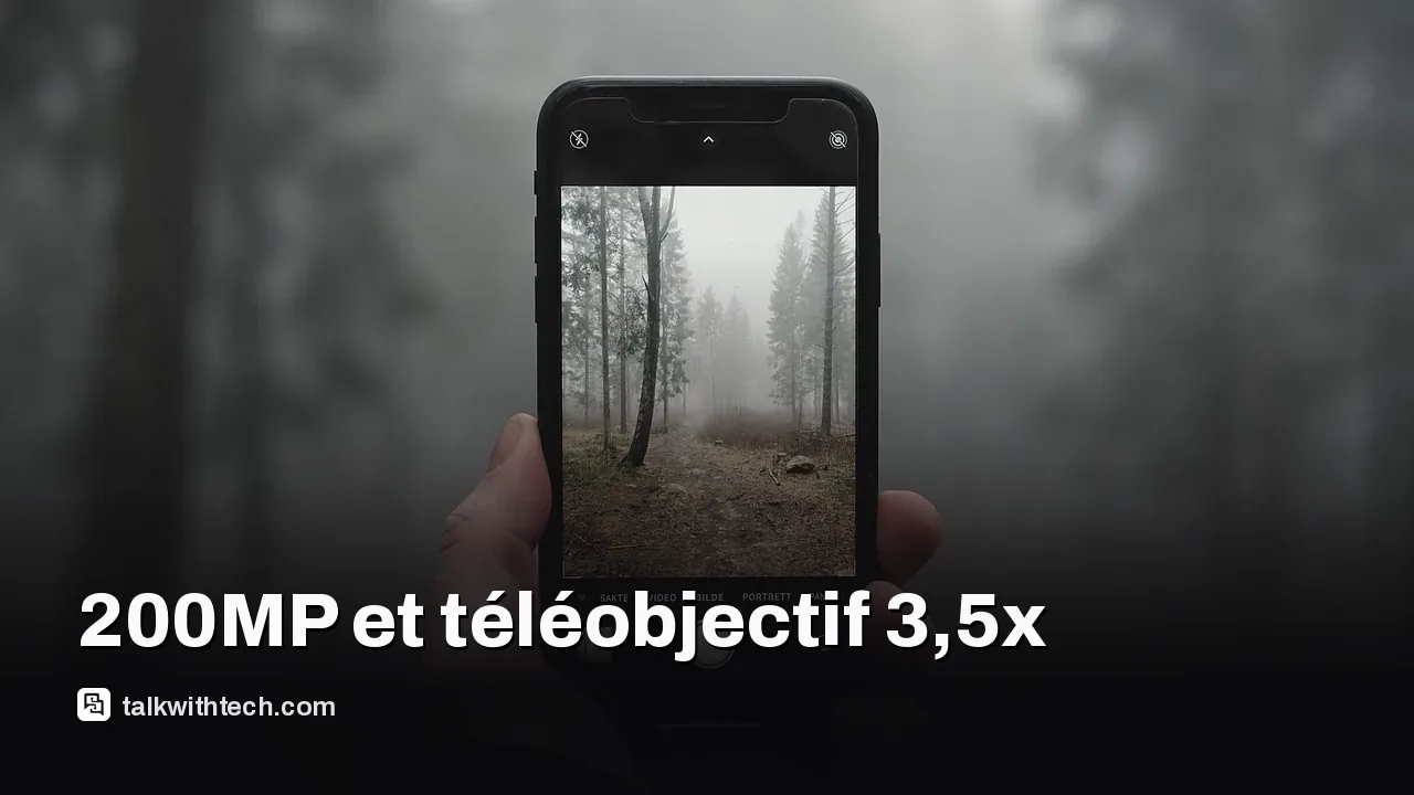 Gros plan sur le bloc photo d’un smartphone posé sur une table