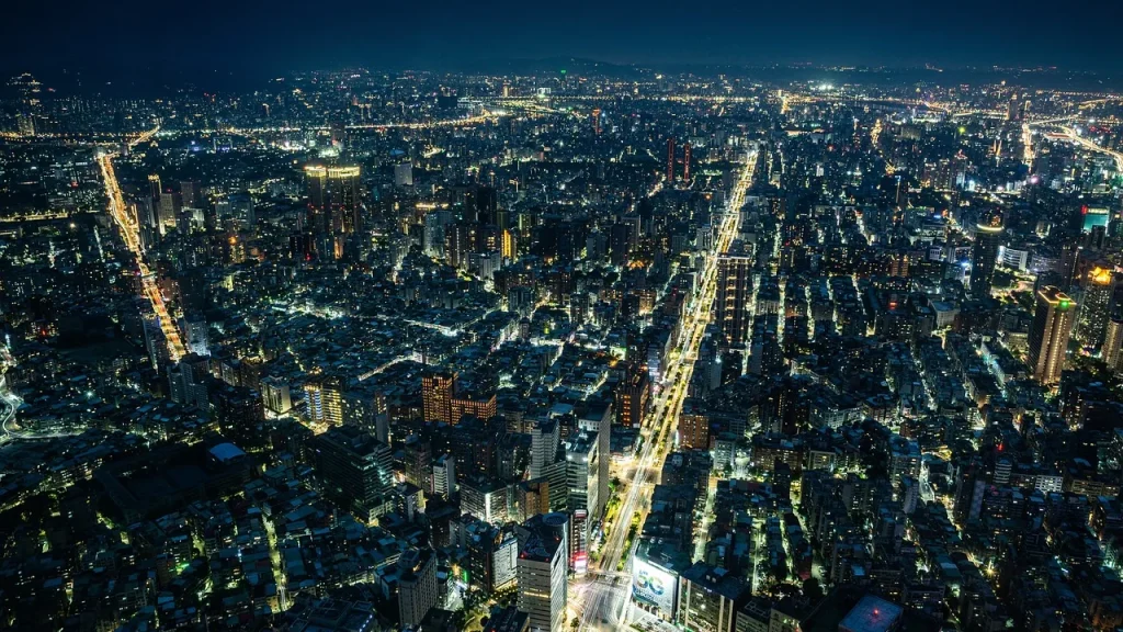 City skyline at night