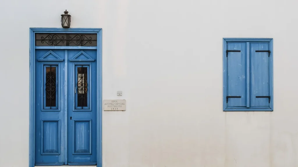 Front door with a modern smart lock