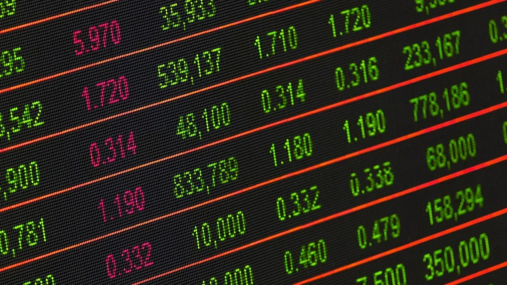 Stock market screen