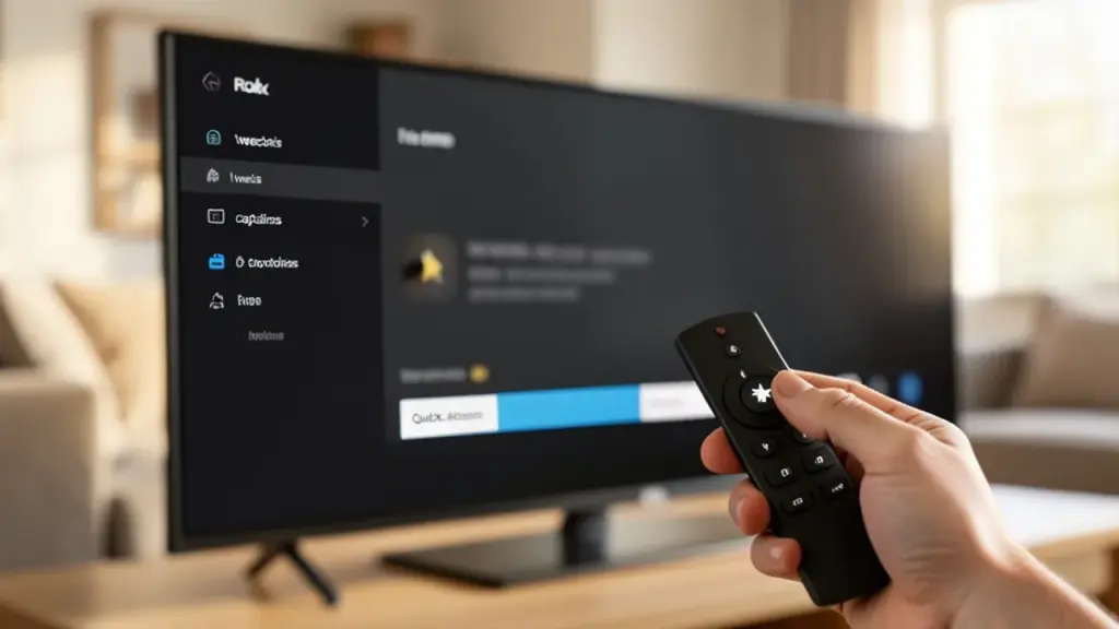 Star button opening a sidebar of options on Roku home screen