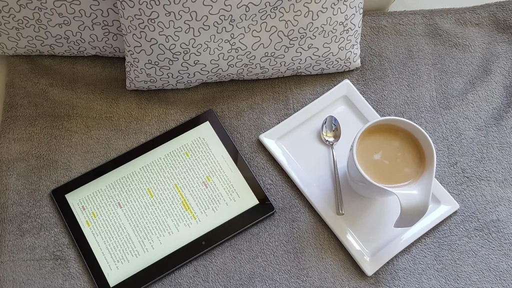 Teen using a tablet at home for a chat app