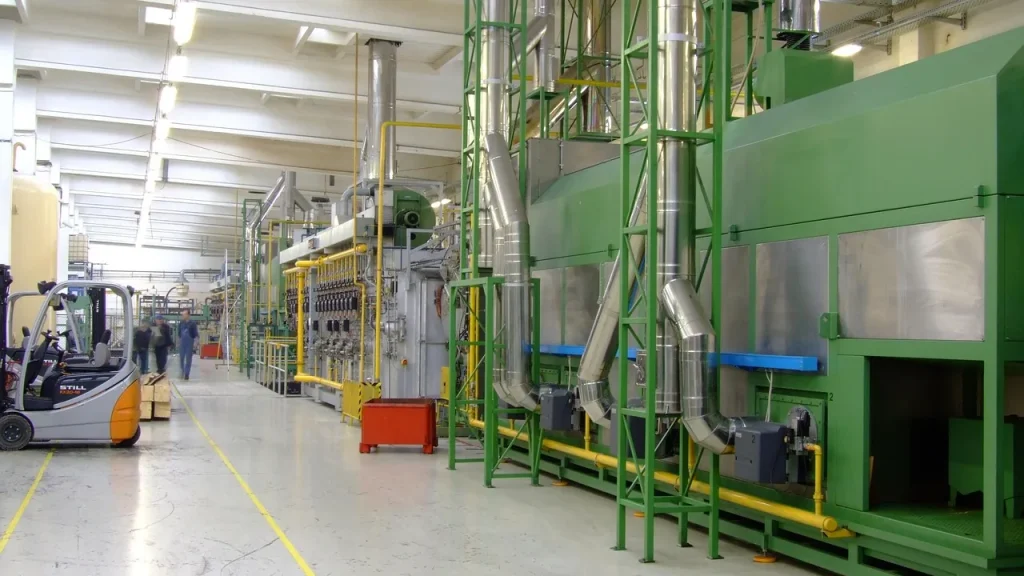 A factory line with audio-visual equipment and chip packaging