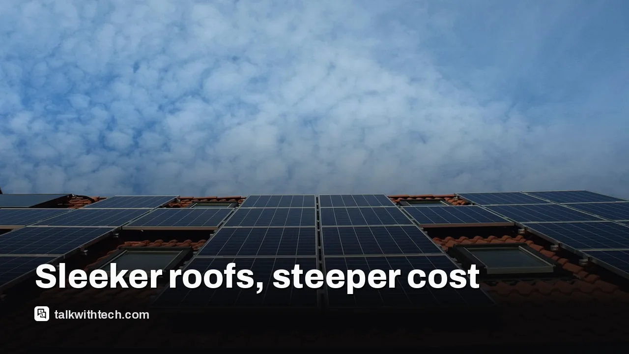 A house with solar roof tiles blending into traditional roofing