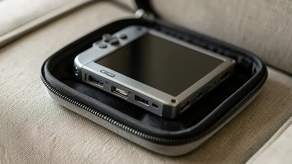 Player in padded case with microSD slot and metal body visible