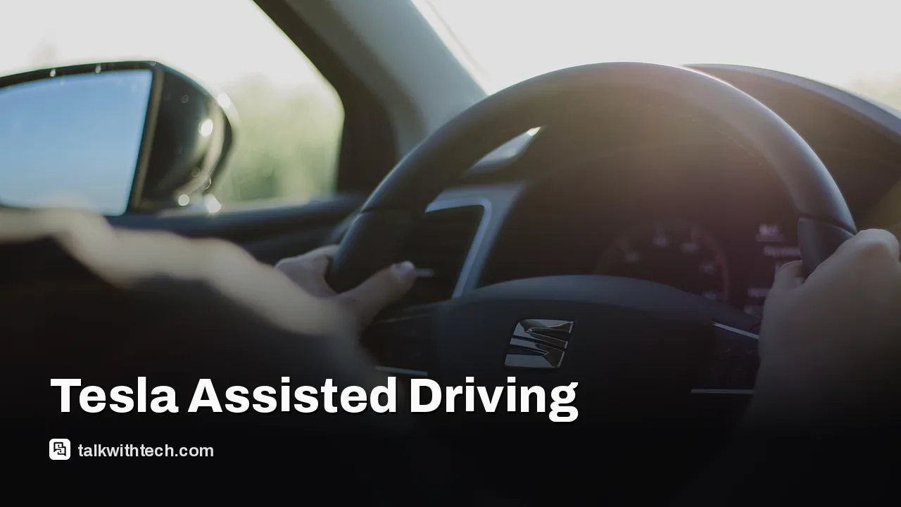 A car interior showing hands on the wheel while using driver-assist tech