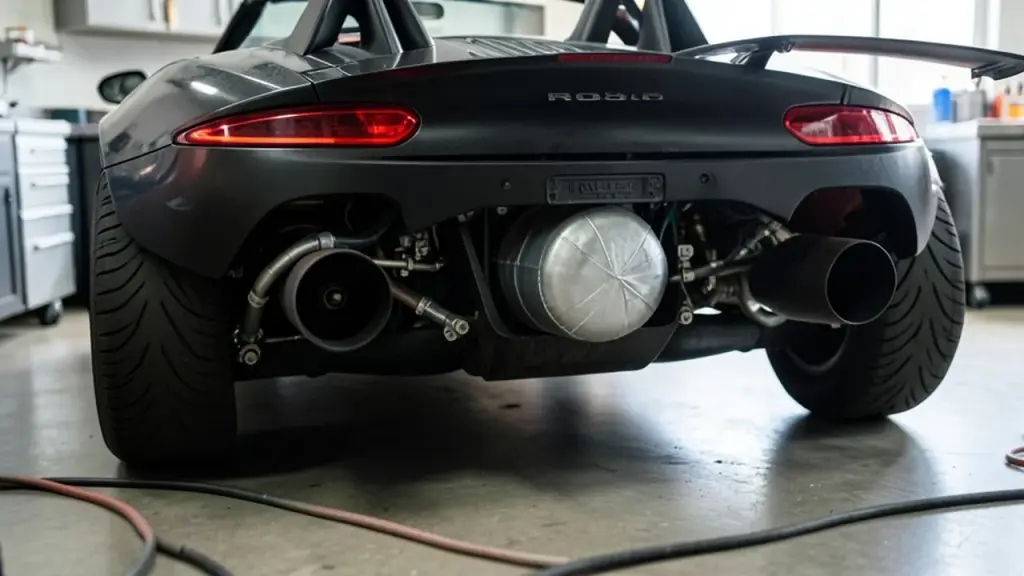 Rear propulsion hardware and gas vessel detail in hover setup