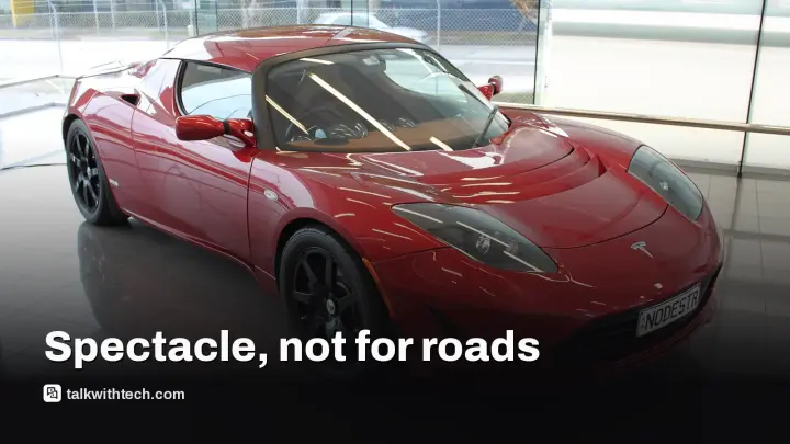 Tesla Roadster flying stunt was a spectacle, not a showroom model