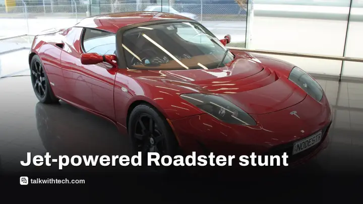 Tesla Roadster stunt technology uses nitrogen jets for aerial show