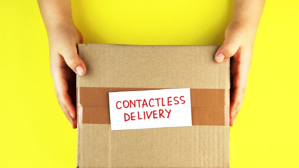 A package on a doorstep suggesting orders and shipments
