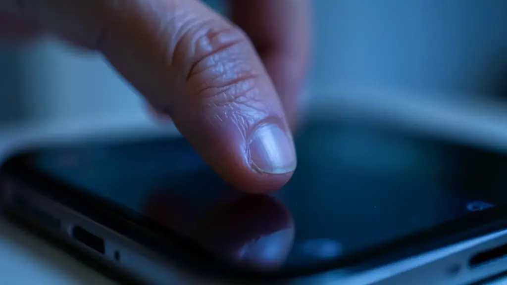 A thumb hovering over a smartphone screen