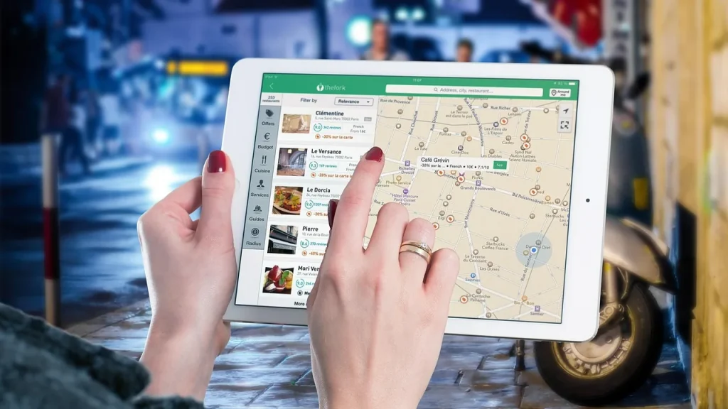 Maps screen showing labeled places and Home/Work entries