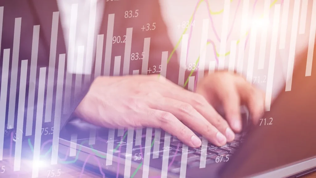 Screens showing data analysis and AI dashboards