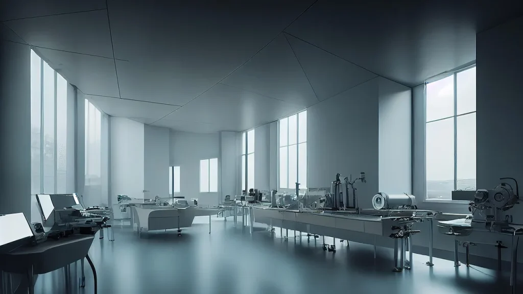 AI research lab with monitors and developers