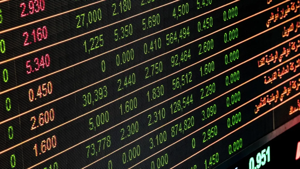 Stock market screen