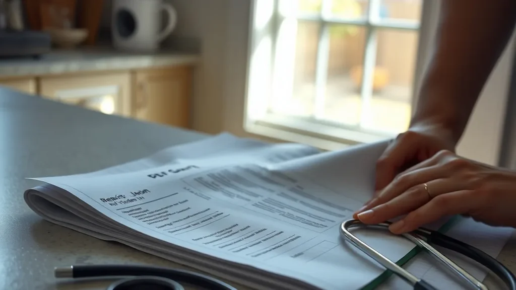 Printed PDF heart rhythm report beside a smart ring on a kitchen counter