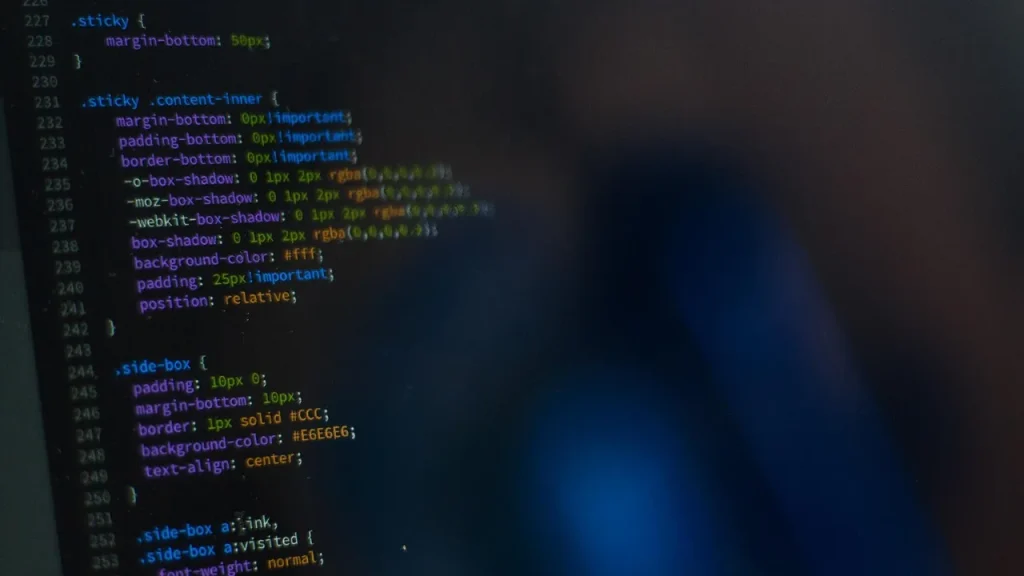 Close-up of computer screen showing lines of blockchain code
