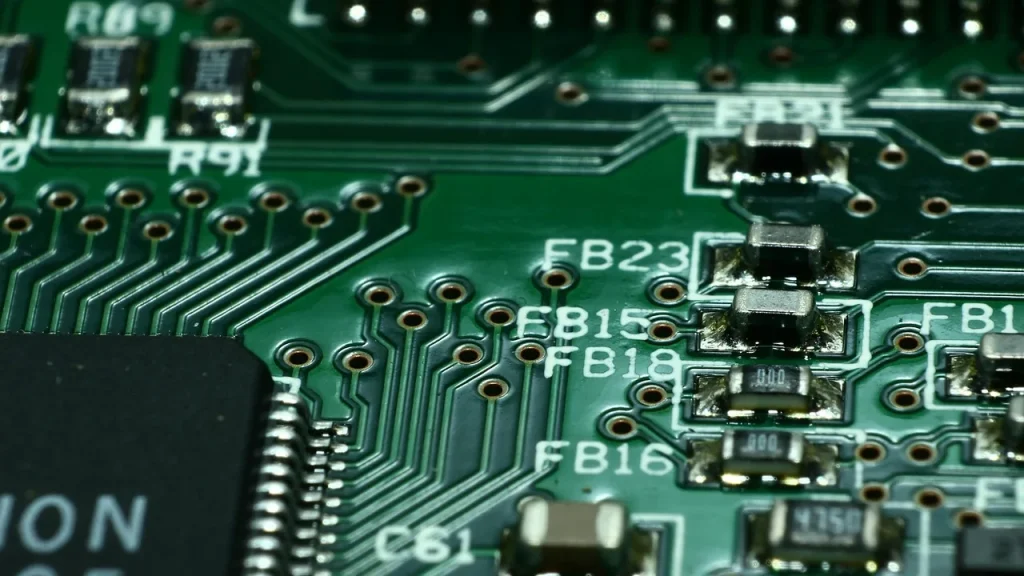 Close-up of a mobile processor or memory chips, stylized for tech
