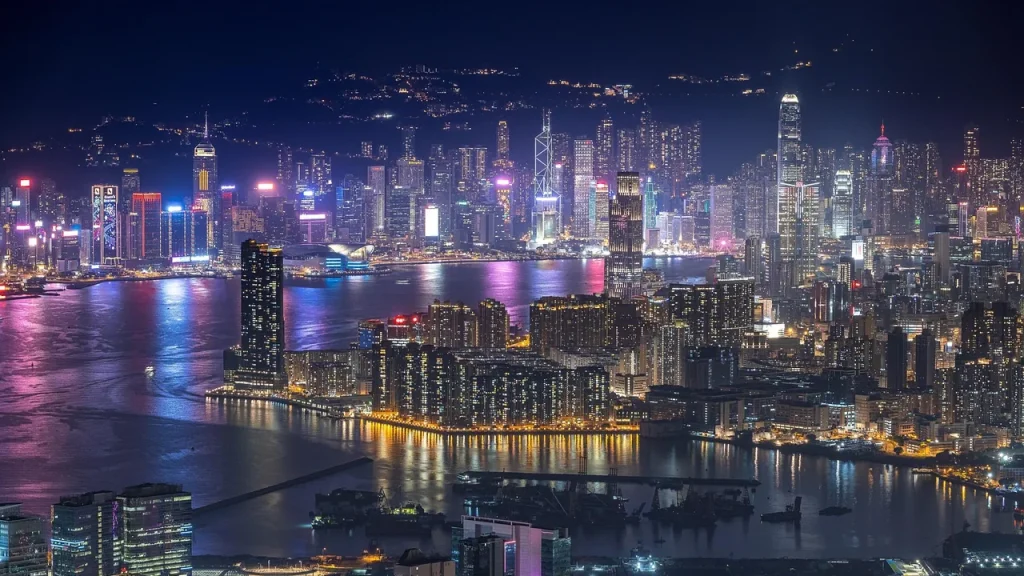 City skyline with tall studio office buildings