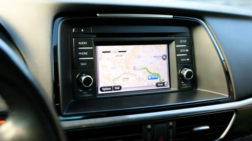 Dashboard screen displaying navigation route