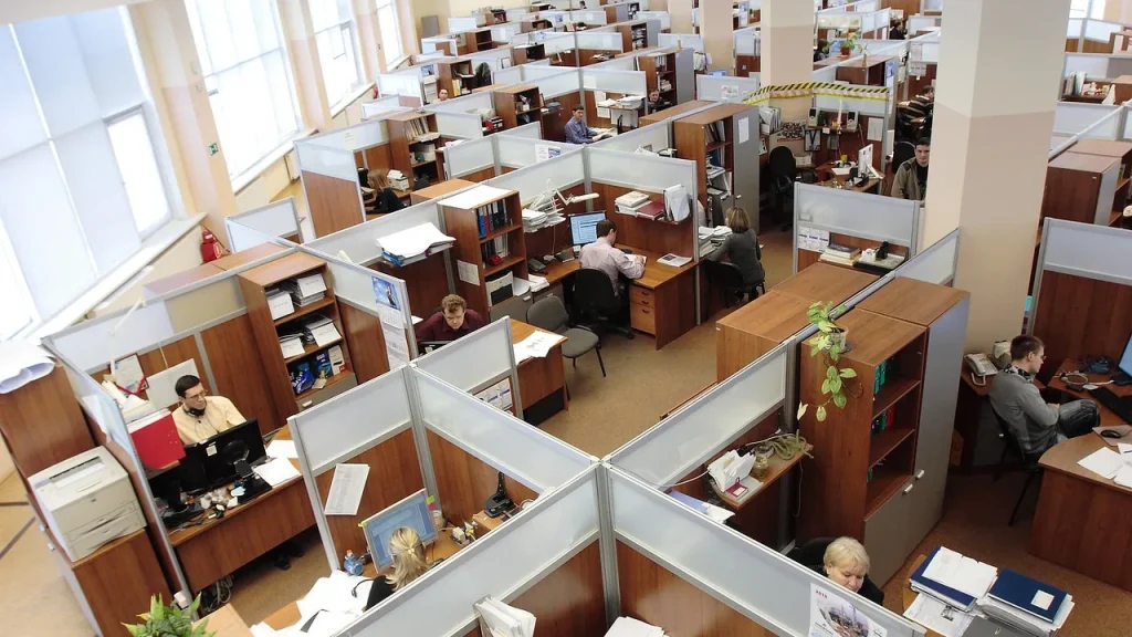 Office workers at a tech company building