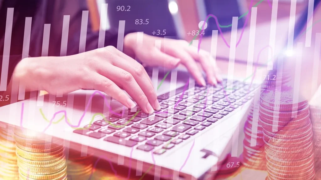 Person working on a laptop showing AI tools