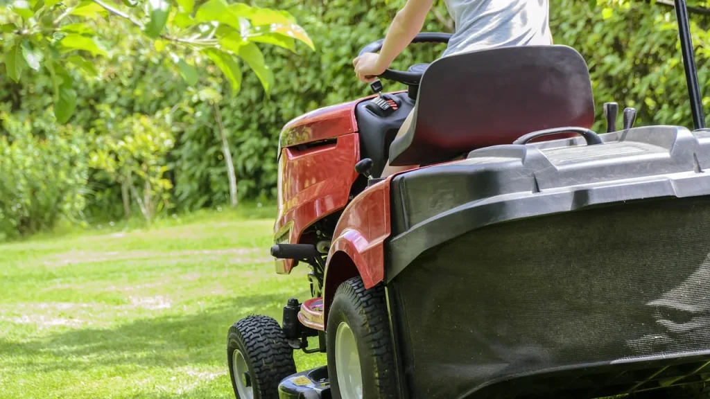 Lawn being mapped by a mower with a smartphone app nearby
