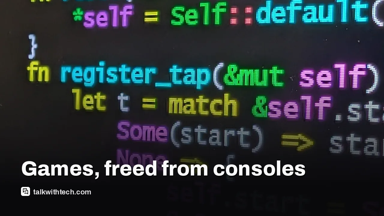 Close-up of a developer's monitor showing code and a game engine