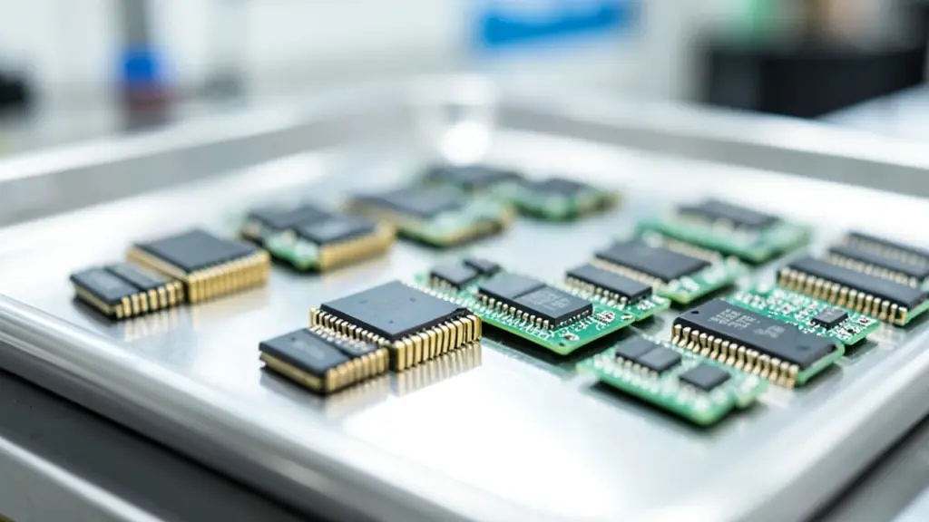 Memory modules on an inspection tray